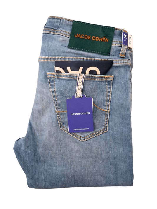 Jeans Jacob Cohen Nick Slim con Cavallino Verde - Slim Fit Stretch - Diamante