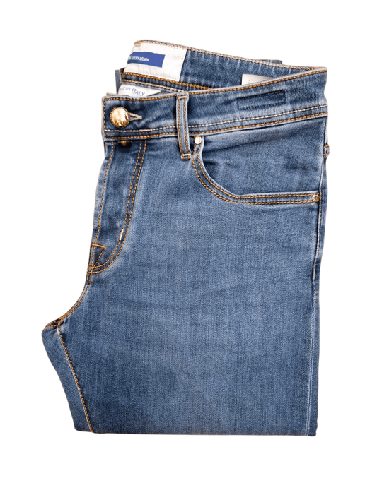 Jeans medio Jacob Cohen con salpa in camoscio verde - Diamante